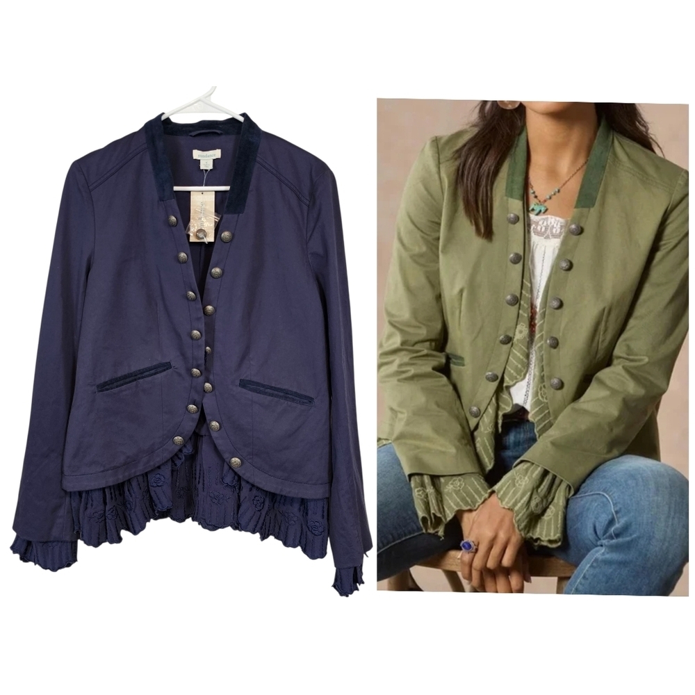 Sundance Caroline Ruffle Military Floral Ruffle Velvet Blazor Pirate Renaissance